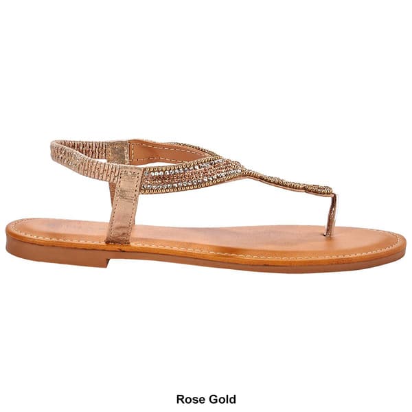 Womens Ella & Joy Circle Rhinestone T-Strap Sandals