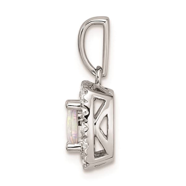 Pure Fire 14kt. White Gold Lab Grown Diamond & Opal Halo Pendant