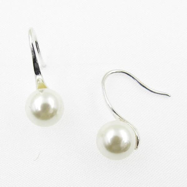 Rosa Rhinestones Pearl Wire Drop Earrings - image 