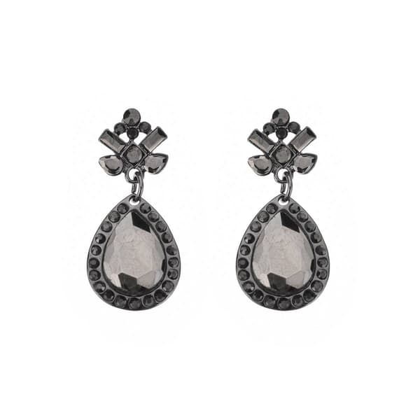 Ashley Cooper(tm) Black & Hematite-Tone Rhinestone Drop Earrings - image 