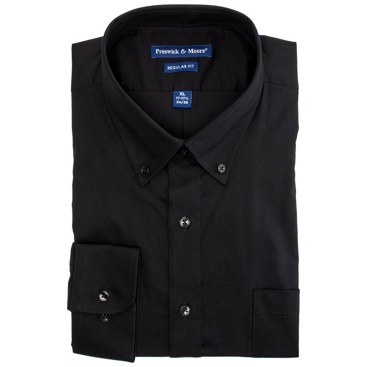 Mens Preswick & Moore® Cotton Regular Fit Dress Shirt - Black