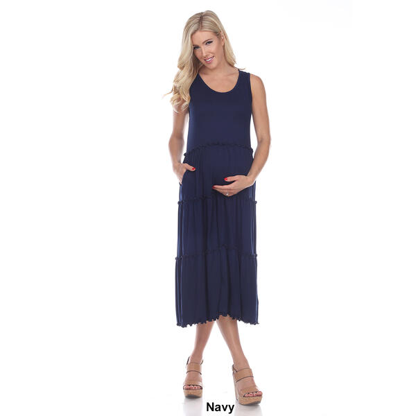 Womens White Mark Tiered Midi Maternity Dress