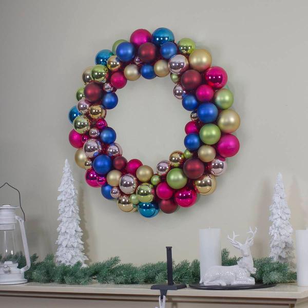 Northlight Seasonal 24in. Multicolor 2-Finish Christmas Wreath