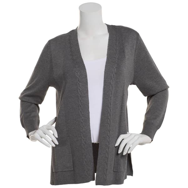 Womens Chloe & Jasmine 26in. Long Sleeve Cable Solid Cardigan - image 