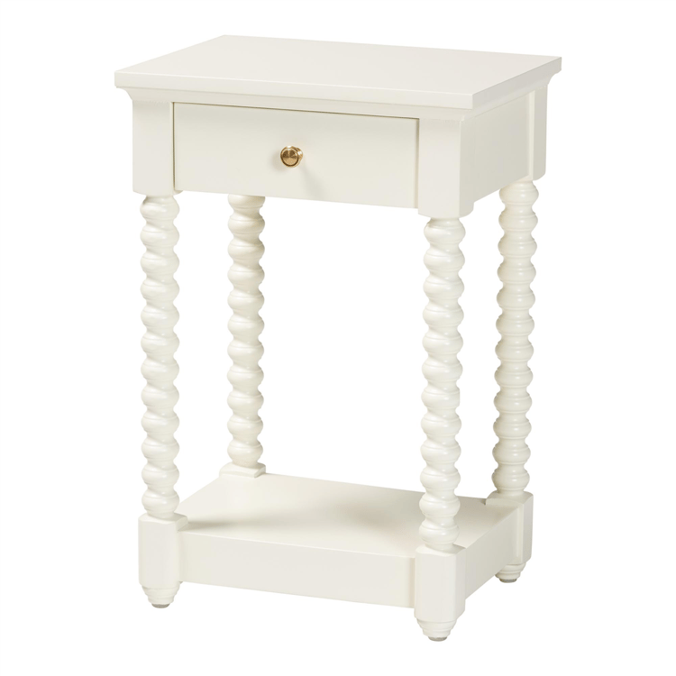 Baxton Studio Terentia Nightstand with Bobbin Legs