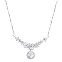 Saffron 3ctw. Moissanite Diamond Floral Drop Necklace