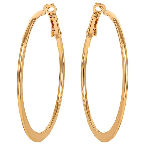 Jessica Simpson Yellow Gold Flat Omega Hoop Earrings