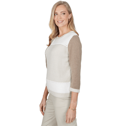 Womens Alfred Dunner Sunset Ridge 3/4 Sleeve Color Block Sweater