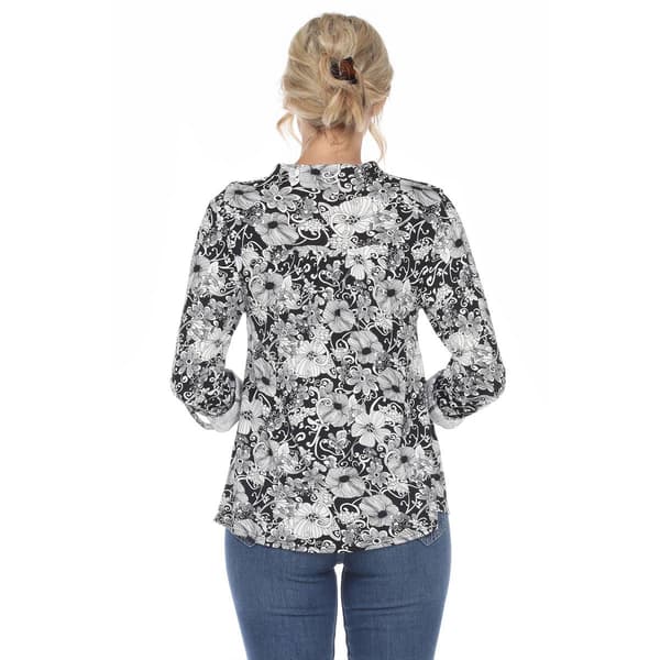 Womens White Mark Pleated Long Sleeve Floral Blouse