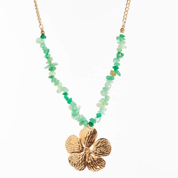 Ashley Cooper(tm) Chip Bead Floral Pendant Statement Necklace - image 