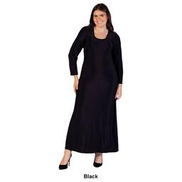 Plus Size 24/7 Comfort Apparel Long Sleeve Shimmery Maxi Dress