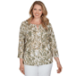 Plus Size Hearts of Palm Tropical Twist 3/4 Sleeve Blouse - image 1