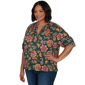 Plus Size Ruby Rd. Game of Luxe Elbow Sleeve Floral Vines Blouse - image 3