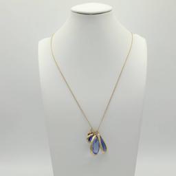 Ashley  Cooper(tm) Blue Glass Crystal Teardrop Charm Necklace