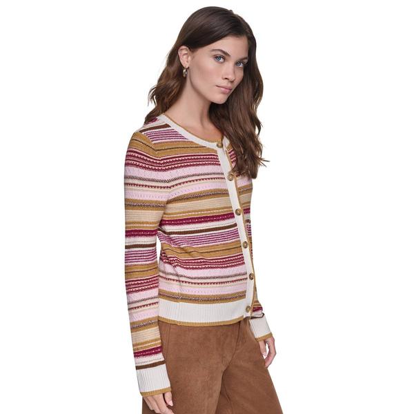 Womens DKNY Jeans Long Sleeve Stripe Button Front Cardigan