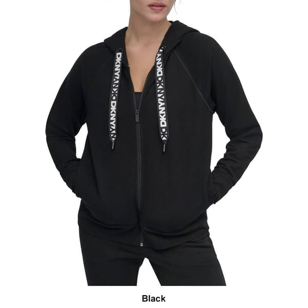 Womens DKNY Sport Two Tone Logo Zip Front Hoodie