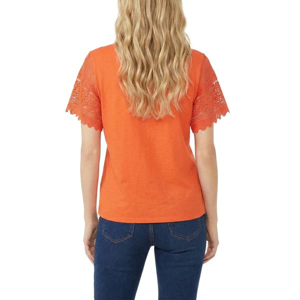 Petite NY Collection Short Lace Sleeve Solid Blouse