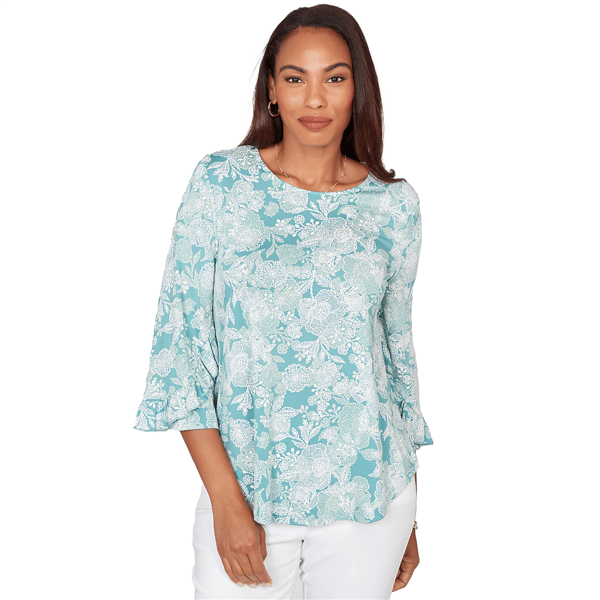 Womens Ruby Rd. Renaissance Romance 3/4 Ruffle Sleeve Blouse - image 