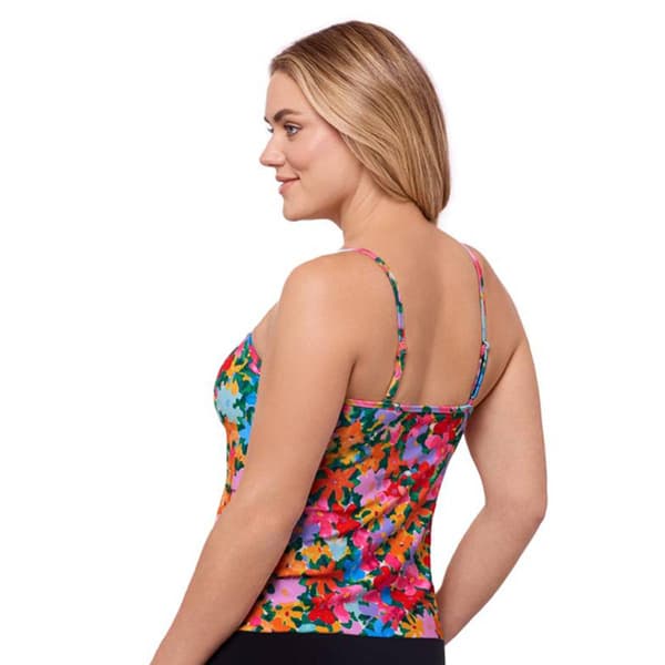 Womens America Beach Tiered Floral Tankini Swim Top