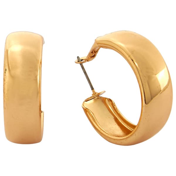 Design Collection Gold Plated Wide Hoop Earrings - image 