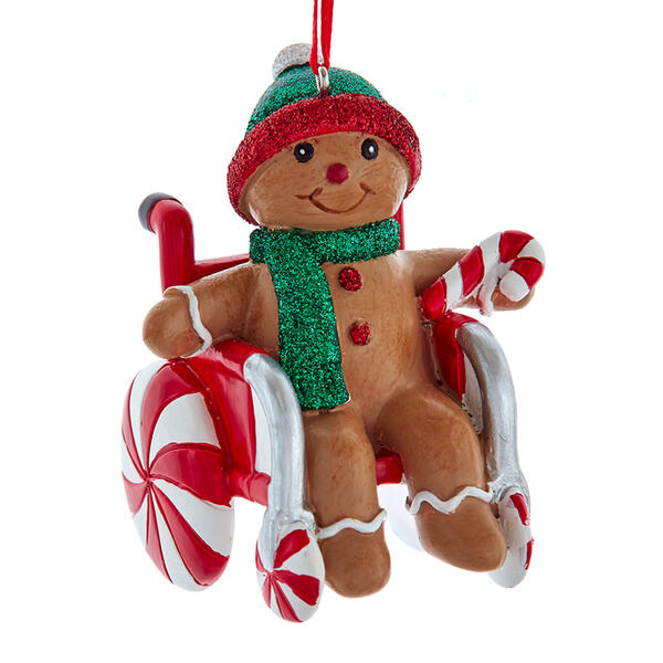 Kurt S. Adler Gingerbread Kid in Wheelchair Ornament - image 