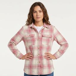Womens Mountain Ridge Long Sleeve Twill Plaid Shacket - Pink