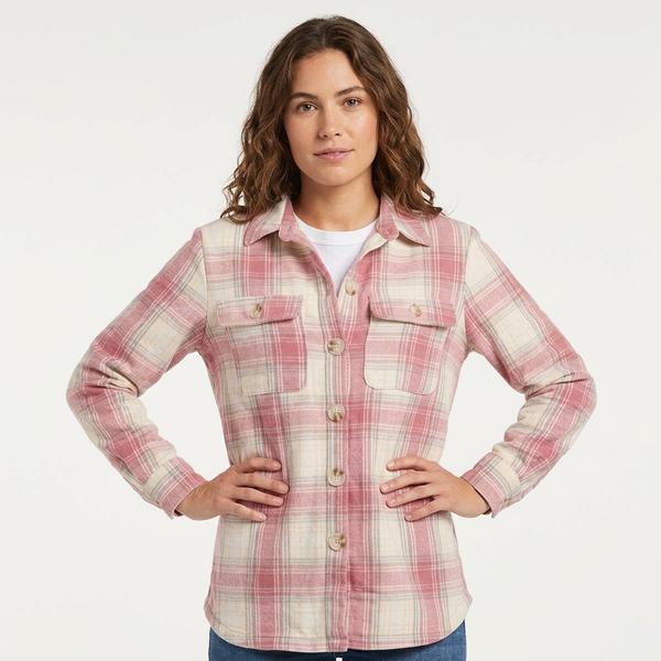Womens Mountain Ridge Long Sleeve Twill Plaid Shacket - Pink - image 