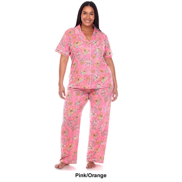 Plus Size White Mark 2pc. Floral Leopard Pajama Set