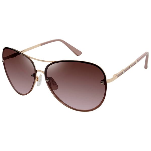 Womens Tahari Rhinestone Temple Aviator Sunglasses - image 