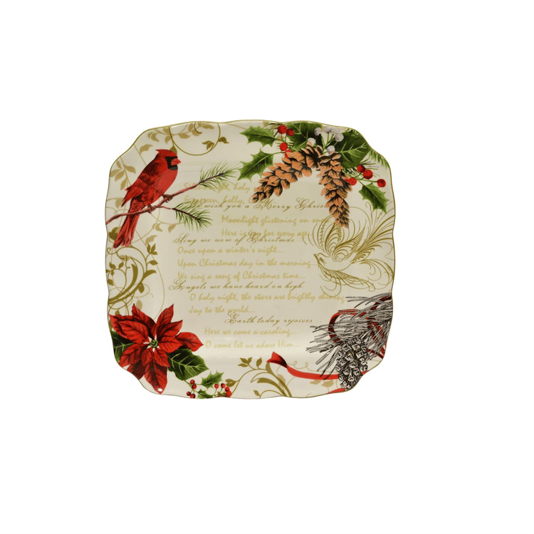 222 Fifth Holiday Wishes 12pc. Red Porcelain Dinnerware Set