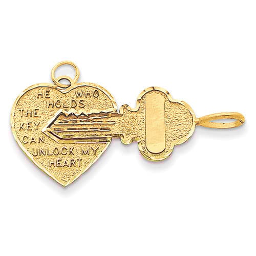 Unisex Gold Classics&#40;tm&#41; 14kt. Heart & Key Pendants - image 