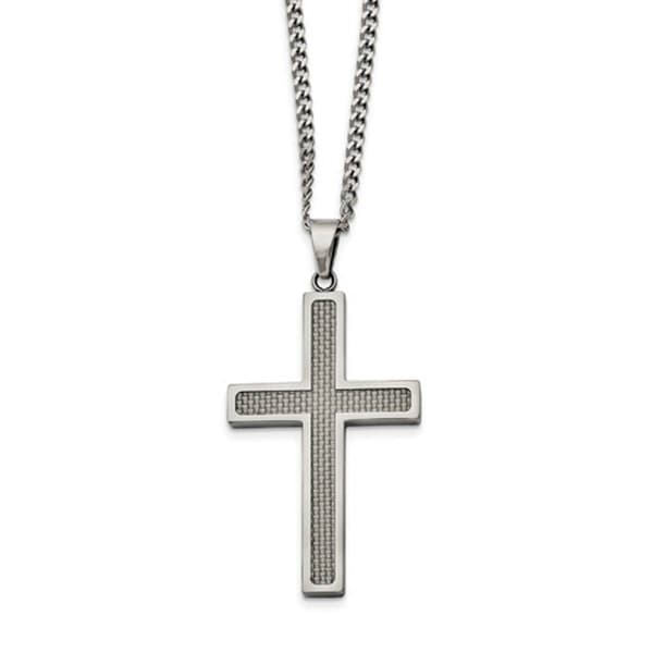 Mens Gentlemen's Classics&#40;tm&#41; Grey Inlay Large Cross Necklace - image 