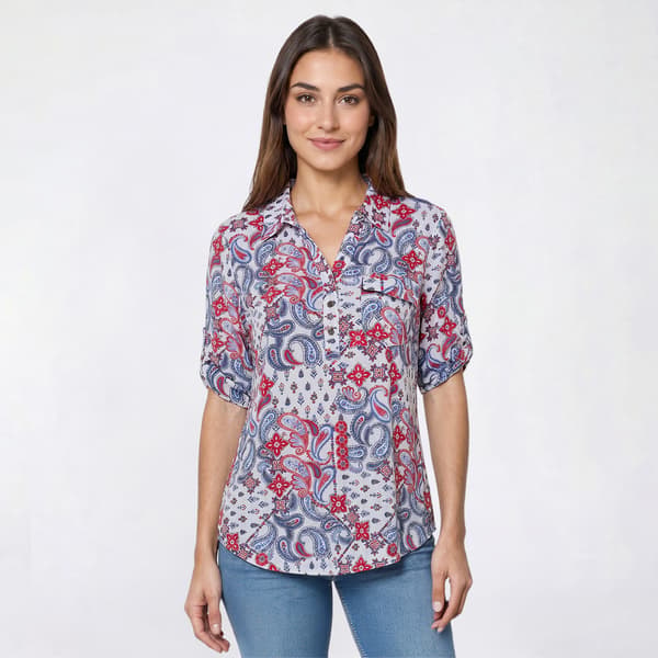 Petite Emily Daniels Short Sleeve One Pocket Button Down