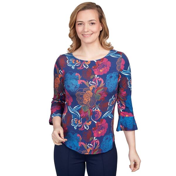 Petite Ruby Rd. Must Haves II Bold Floral Bell Sleeve Tunic - image 