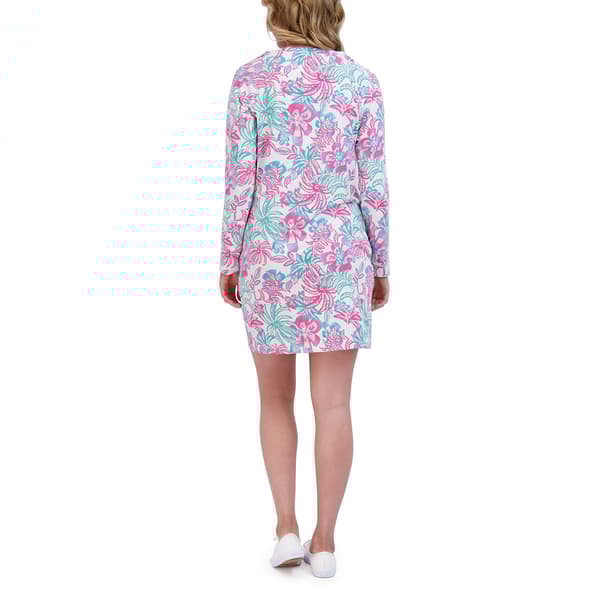 Womens Stella Parker 3/4 Sleeve Half Zip Neck UVF Shift Dress