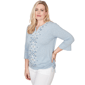 Petite Alfred Dunner Out Of The Blue Center Embroidery Blouse - image 3