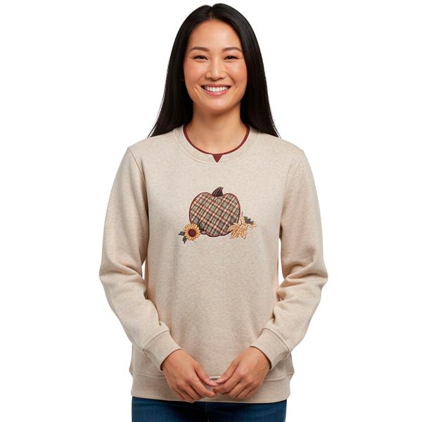 Petite Hasting & Smith Patchwork Pumpkin Fleece Sweatshirt