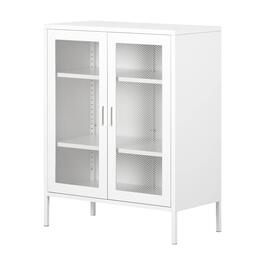 South Shore Eddison Pure White Mesh 2-Door Storage Cabinet