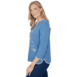 Womens Alfred Dunner Ann Arbor Floral Embroidered Sweater
