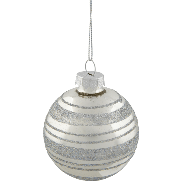 Northlight 4ct. Silver Stripes Christmas Shiny Glass Ornaments