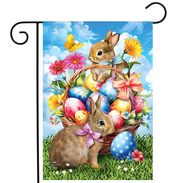 Briarwood Lane Spring Time Bunnies Cross Garden Flag - image 