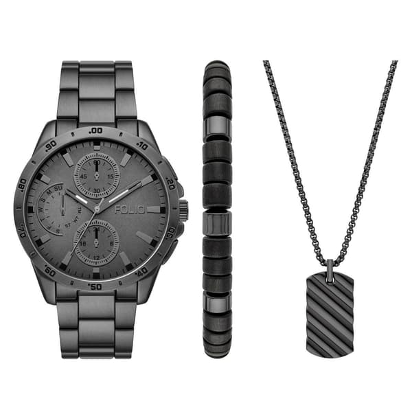 Mens Folio Sunray Dial Watch & Jewelry Gift Set - FMDFL6093