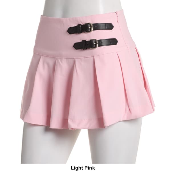 Juniors Love Tree Brush Pleated Skort with Faux Buckle