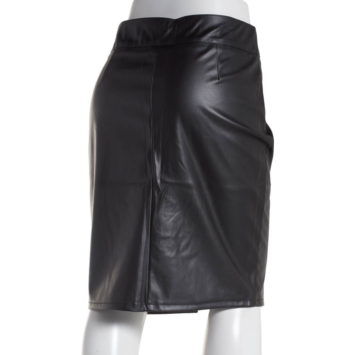 Juniors Joe B Stretch Pleather Midi Pencil Skirt with Front Slit