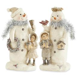 K&K Interiors 7.5in. Resin Vintage Snowman - Set of 2
