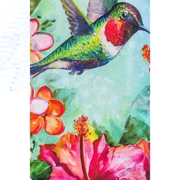 Evergreen Hummingbird and Hibiscus Garden Flag - image 