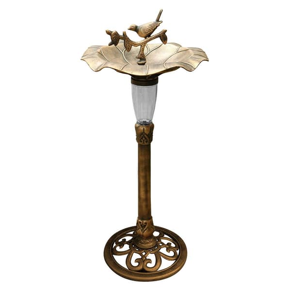 Alpine Solar LED Gold Birdbath - image 