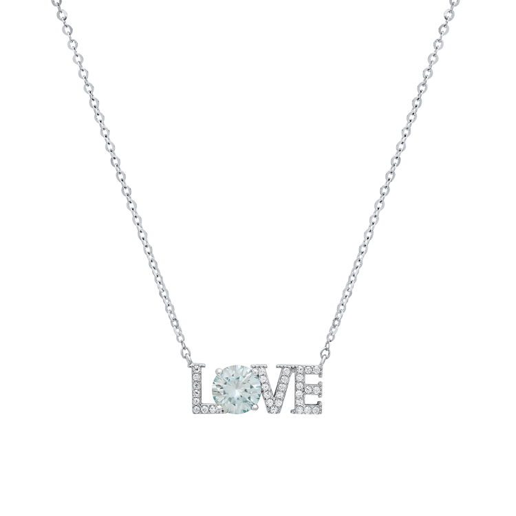 Saffron 1ctw. LOVE Turquoise Moissanite Diamond Pendant Necklace