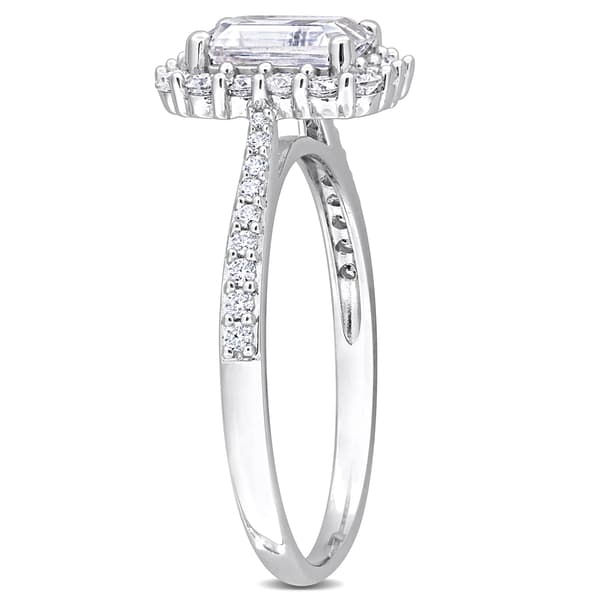 Sterling Silver 1 3/8ctw. Created White Moissanite Halo Ring