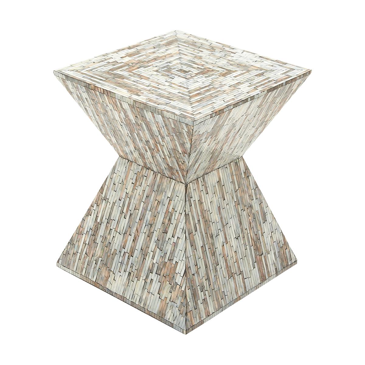 9th & Pike® Multi Mussel Shells And Wood Side Table